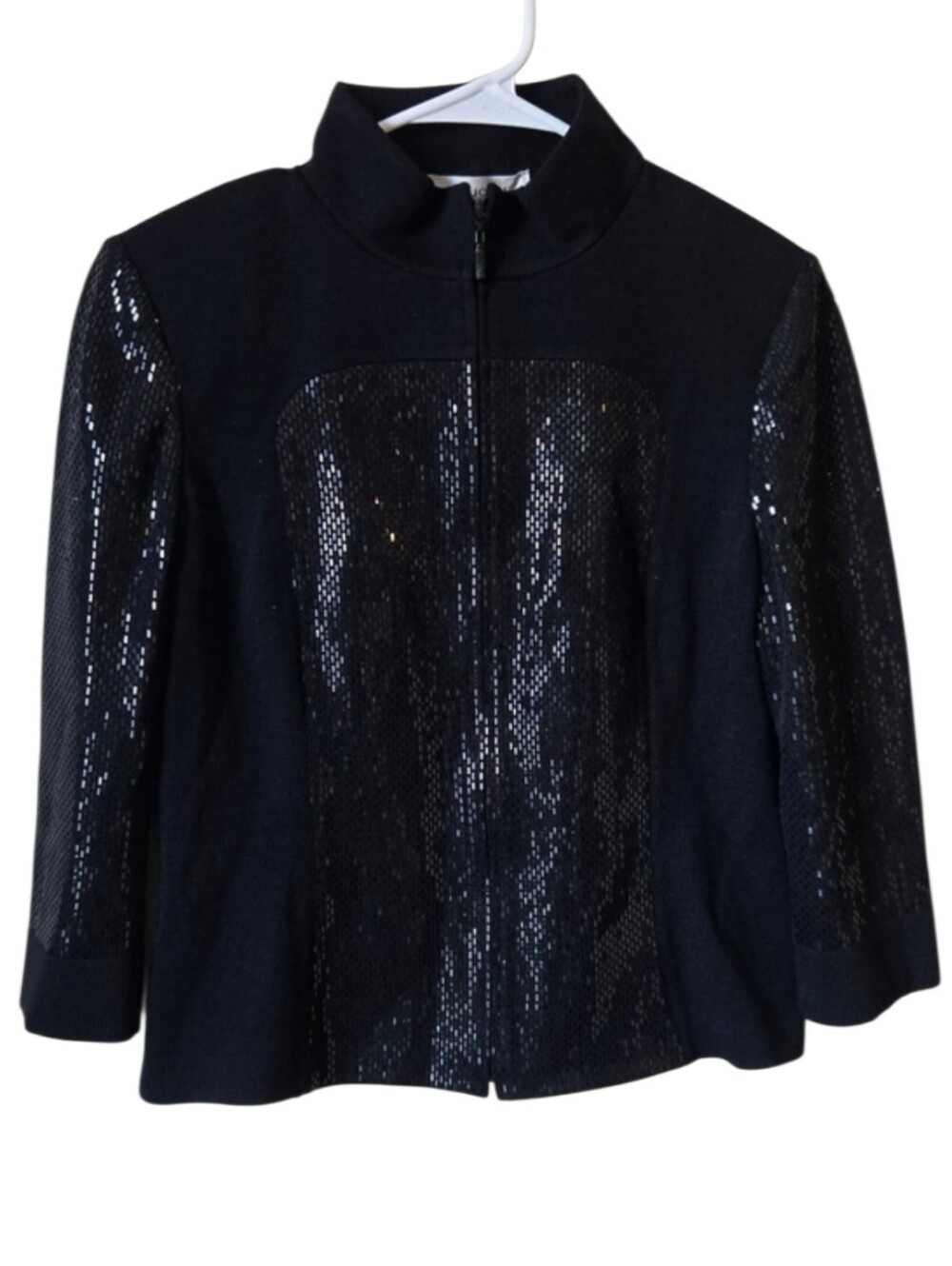 St. John Evening Black Sequin Zip Jacket Sz 6#35